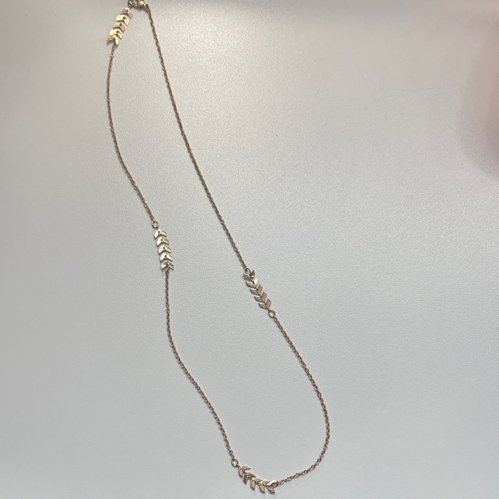 Delicate Rose Gold Leaf Station Necklace